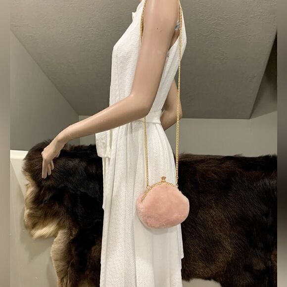 Handmade Cute Real Shearling Perfume Bottle Shaped Clutch/Wristlet/Crossbody - Picture 8 of 15